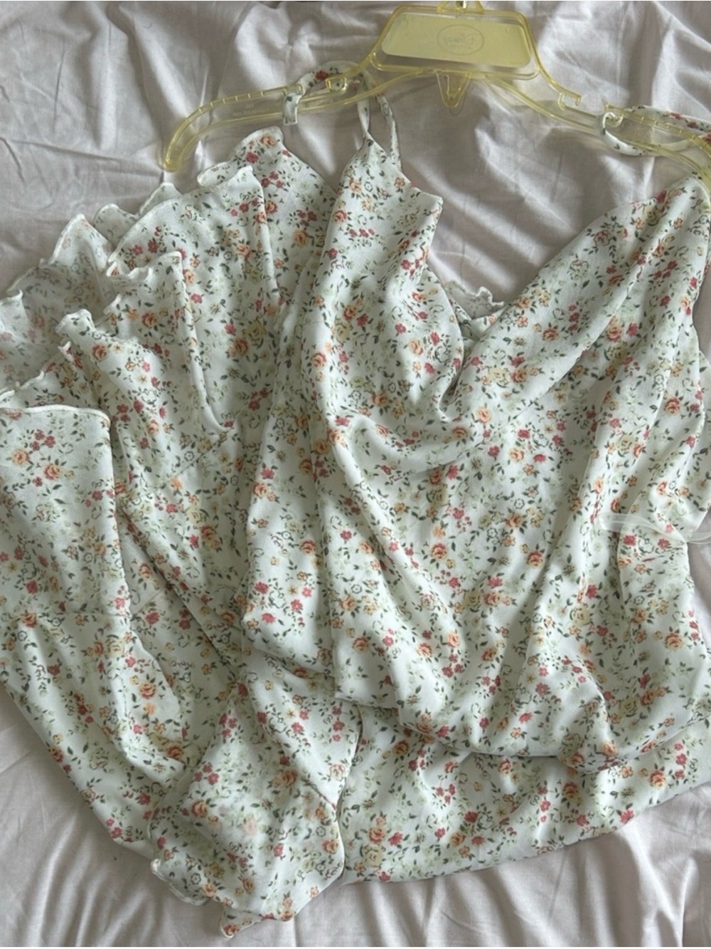 Caution to the Wind - White Floral Ruffle Dress